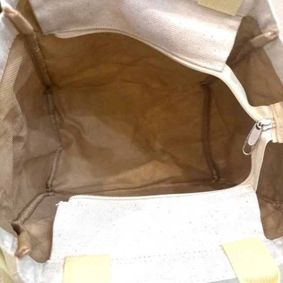 Starbucks Exclusive Tote bag - Ivory Canvas Yellow Top Handle Crossbody Zip Top - Picture 5 of 10